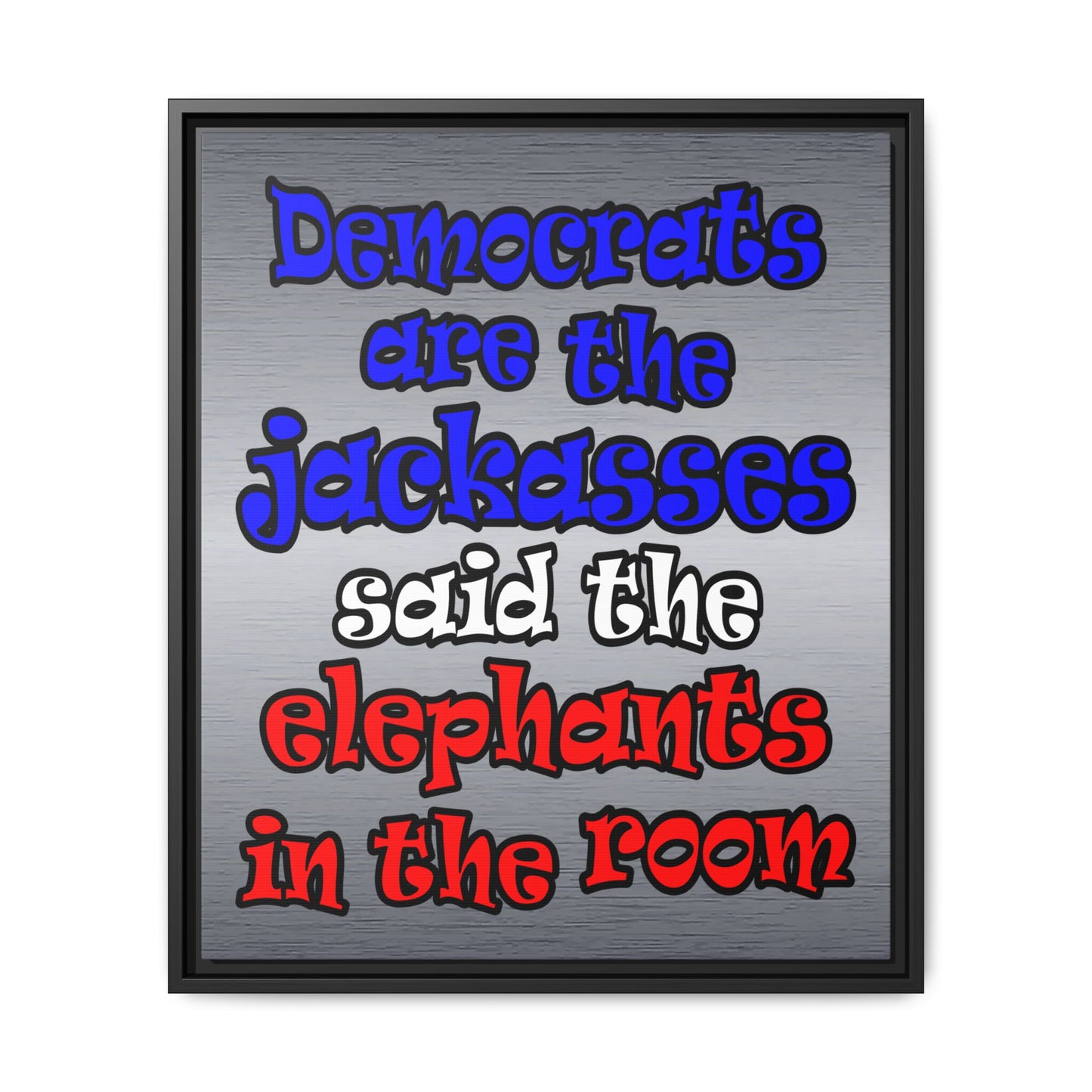 donkeys and elephants - framed canvas art (brushed nickel)