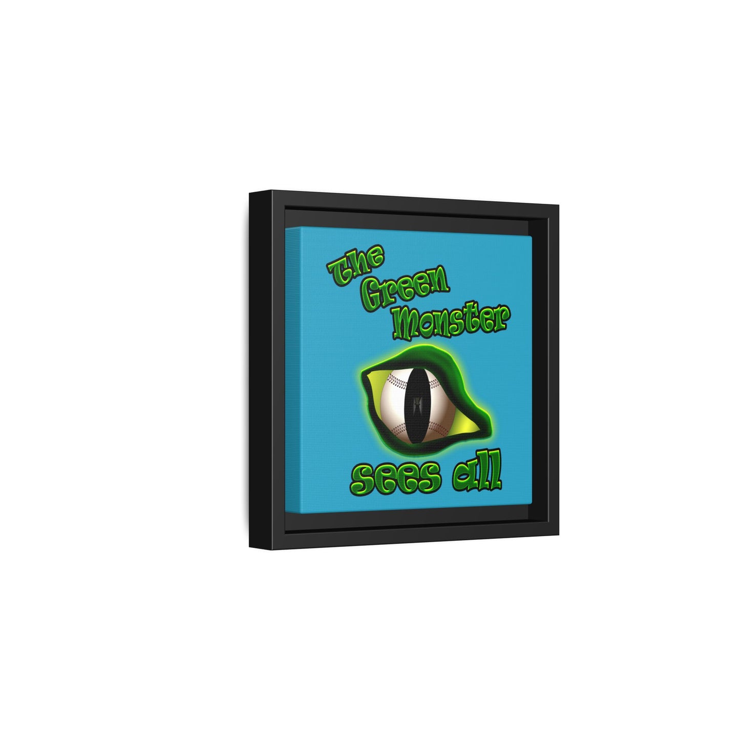 green monster - framed canvas art (turquoise)