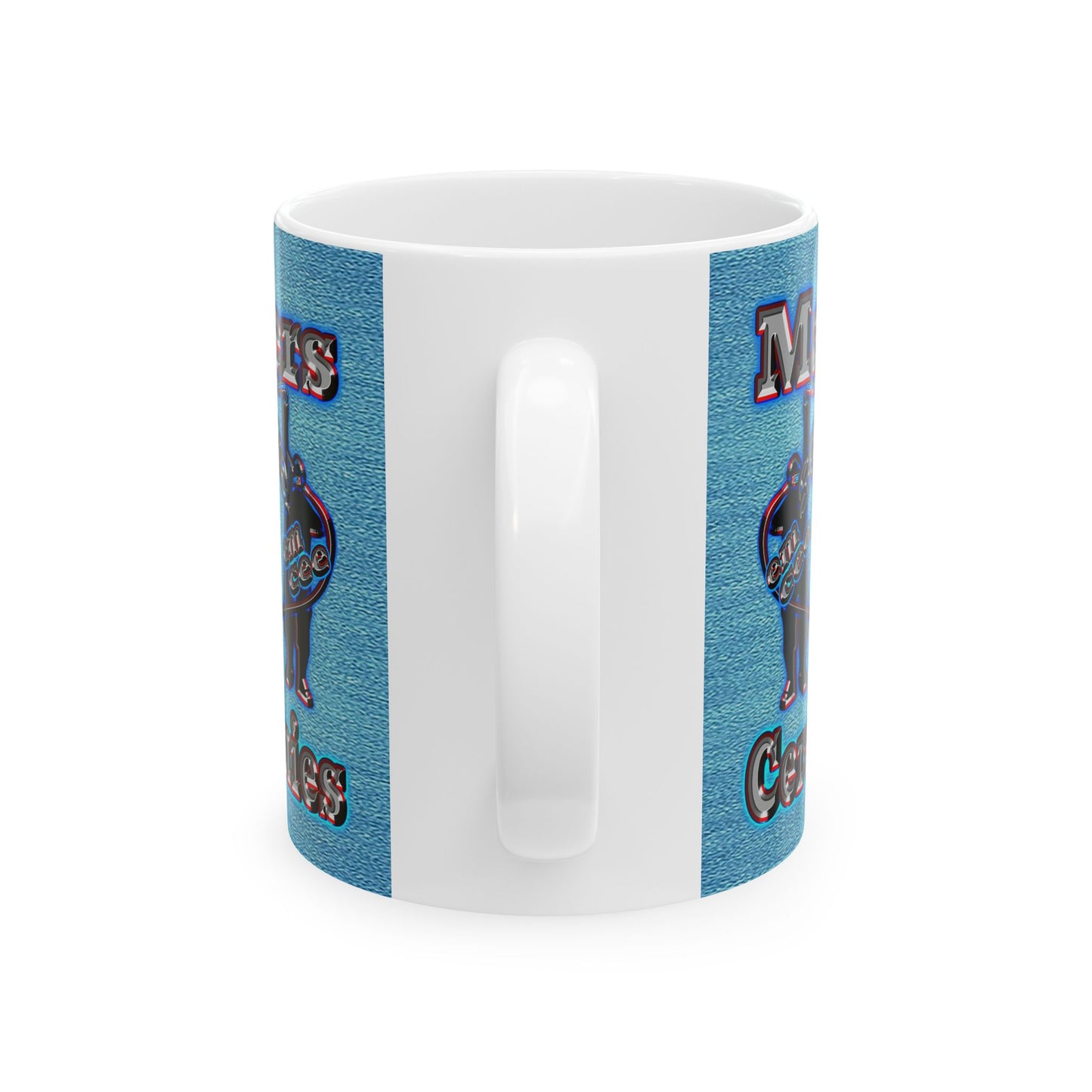em cee squared - White Mug (faded dark blue)