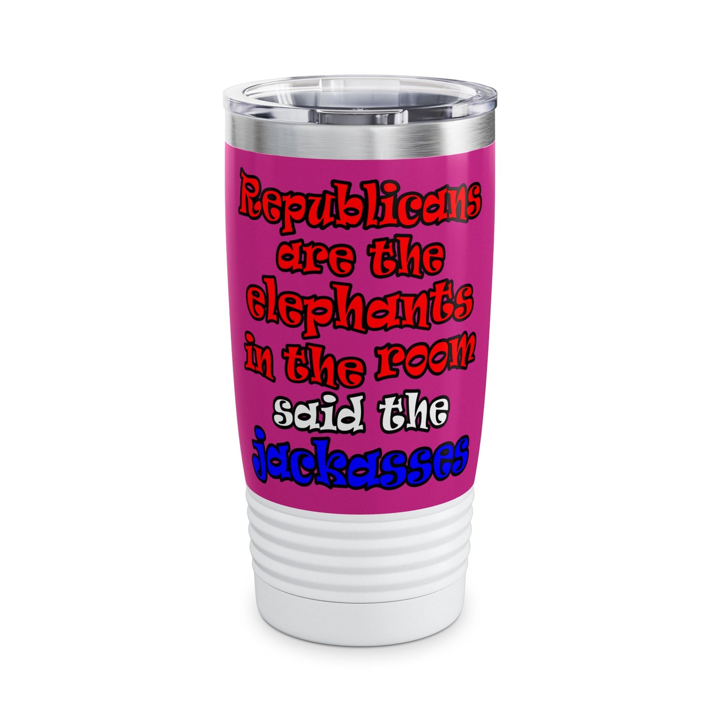 donkeys and elephants - Ringneck Tumbler, 20oz (pink)