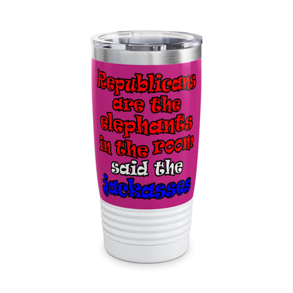 donkeys and elephants - Ringneck Tumbler, 20oz (pink)