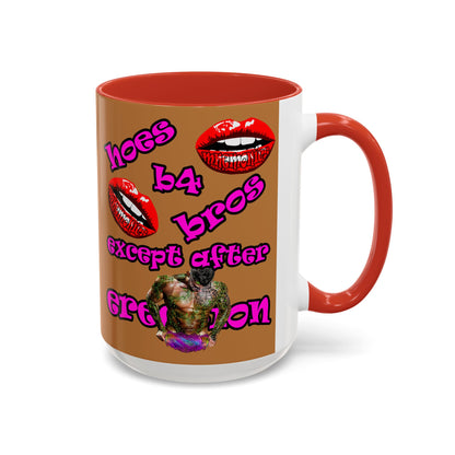 hoes b4 bros - Accent Mug (light brown)
