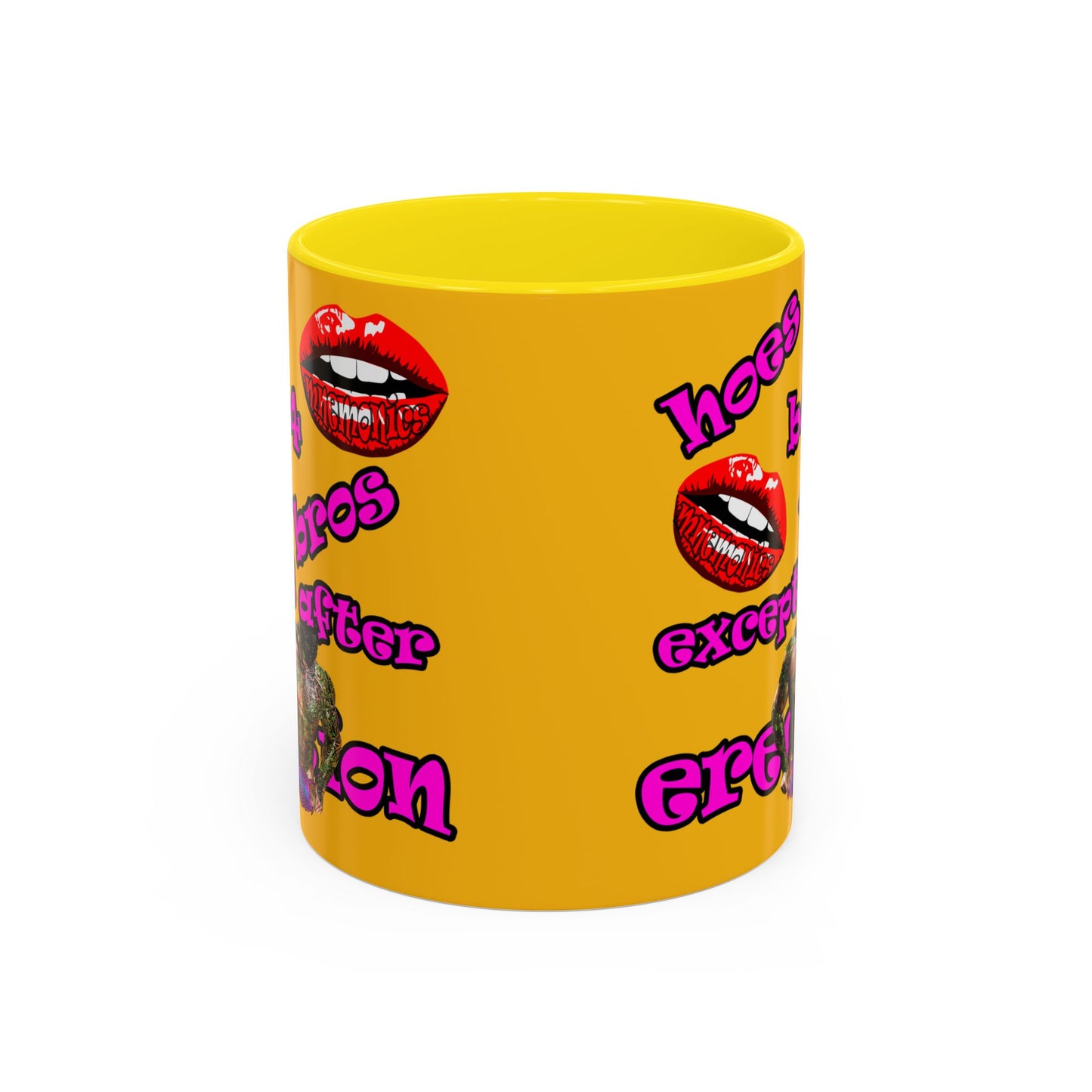 hoes b4 bros - Accent Mug (yellow)