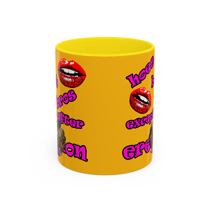 hoes b4 bros - Accent Mug (yellow)