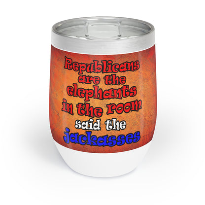 donkeys and elephants - Chill Wine Tumbler (burnt orange)