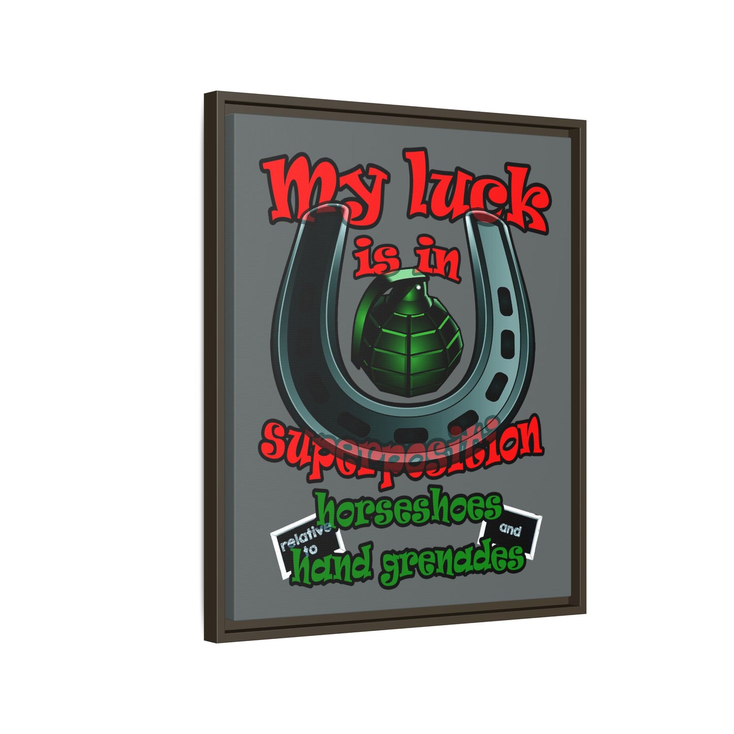 my luck - framed canvas art (dark grey)