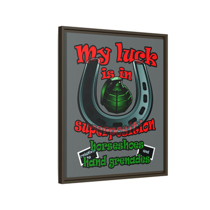 my luck - framed canvas art (dark grey)