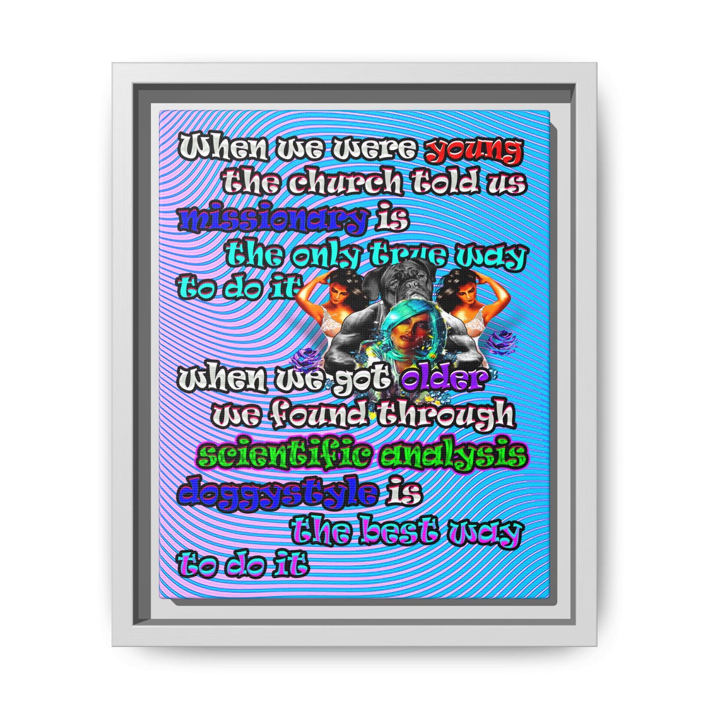 doggystyle - framed canvas art (light blue-purple wave)