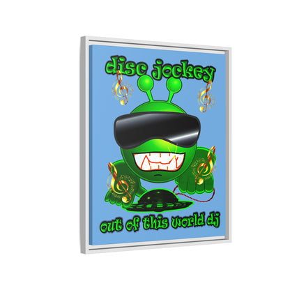 disc jockey - framed canvas art (light blue)