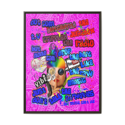 drop the beat - framed canvas art (pink swirl)