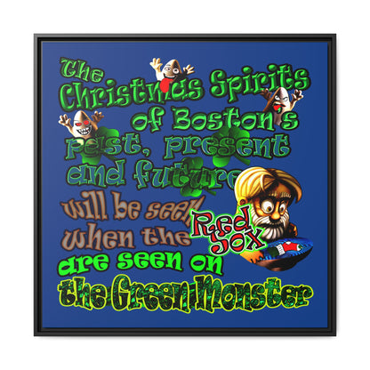 christmas spirits of boston - framed canvas art (dark blue)