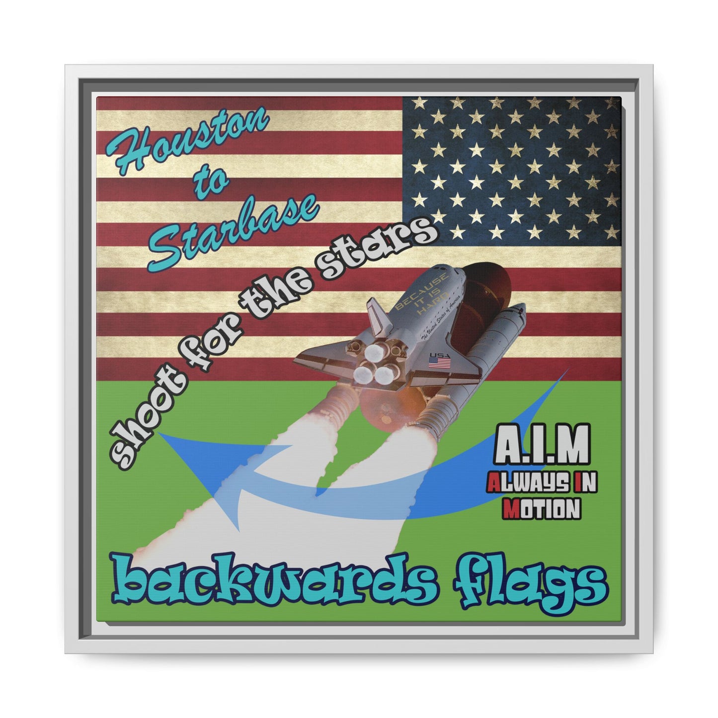 shoot for the stars - framed canvas art (green)