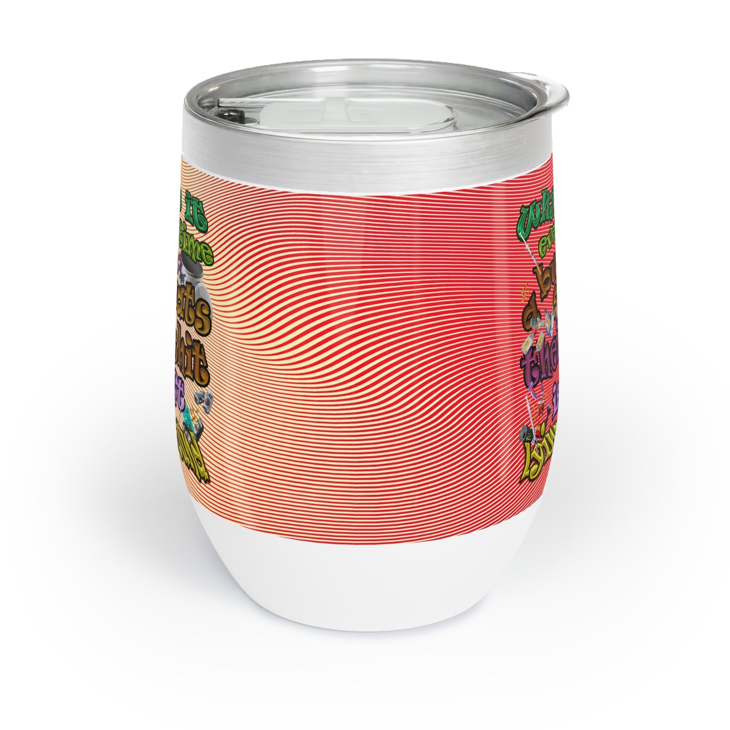the bum's shit - Chill Wine Tumbler (yellow-orange wave)