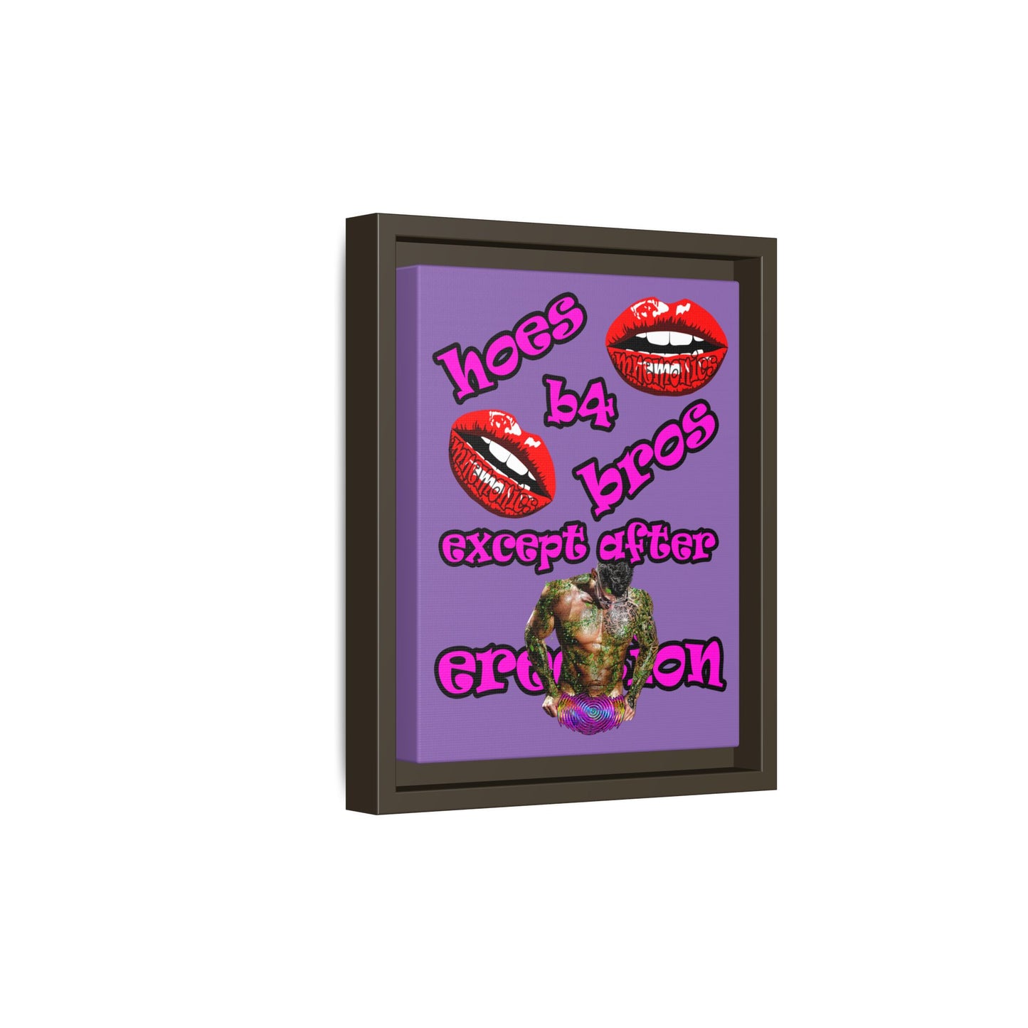 hoes b4 bros - framed canvas art (light purple)