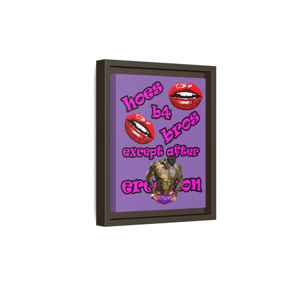 hoes b4 bros - framed canvas art (light purple)
