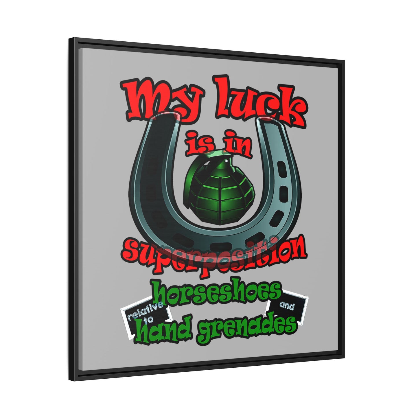 my luck - framed canvas art (light grey)