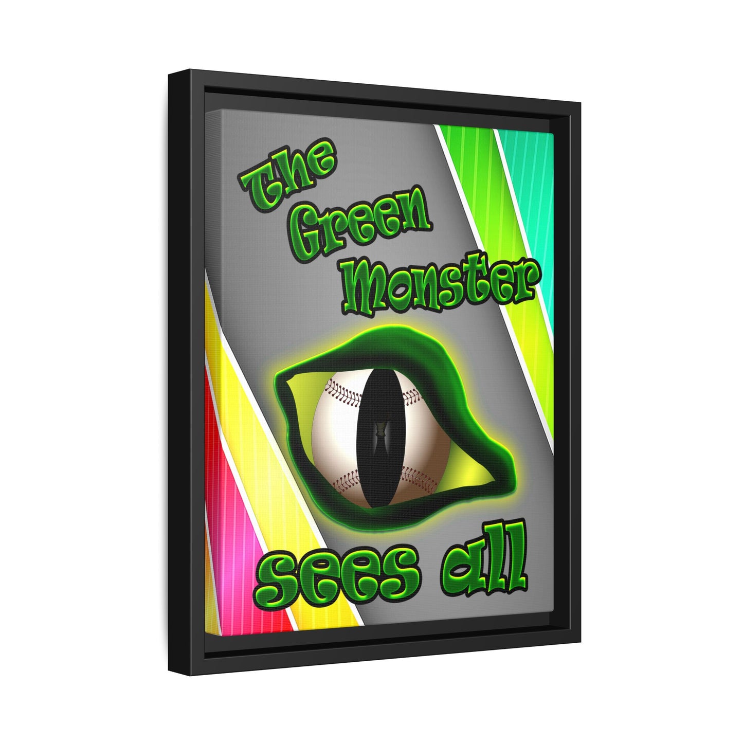 green monster - framed canvas art (rainbow split)
