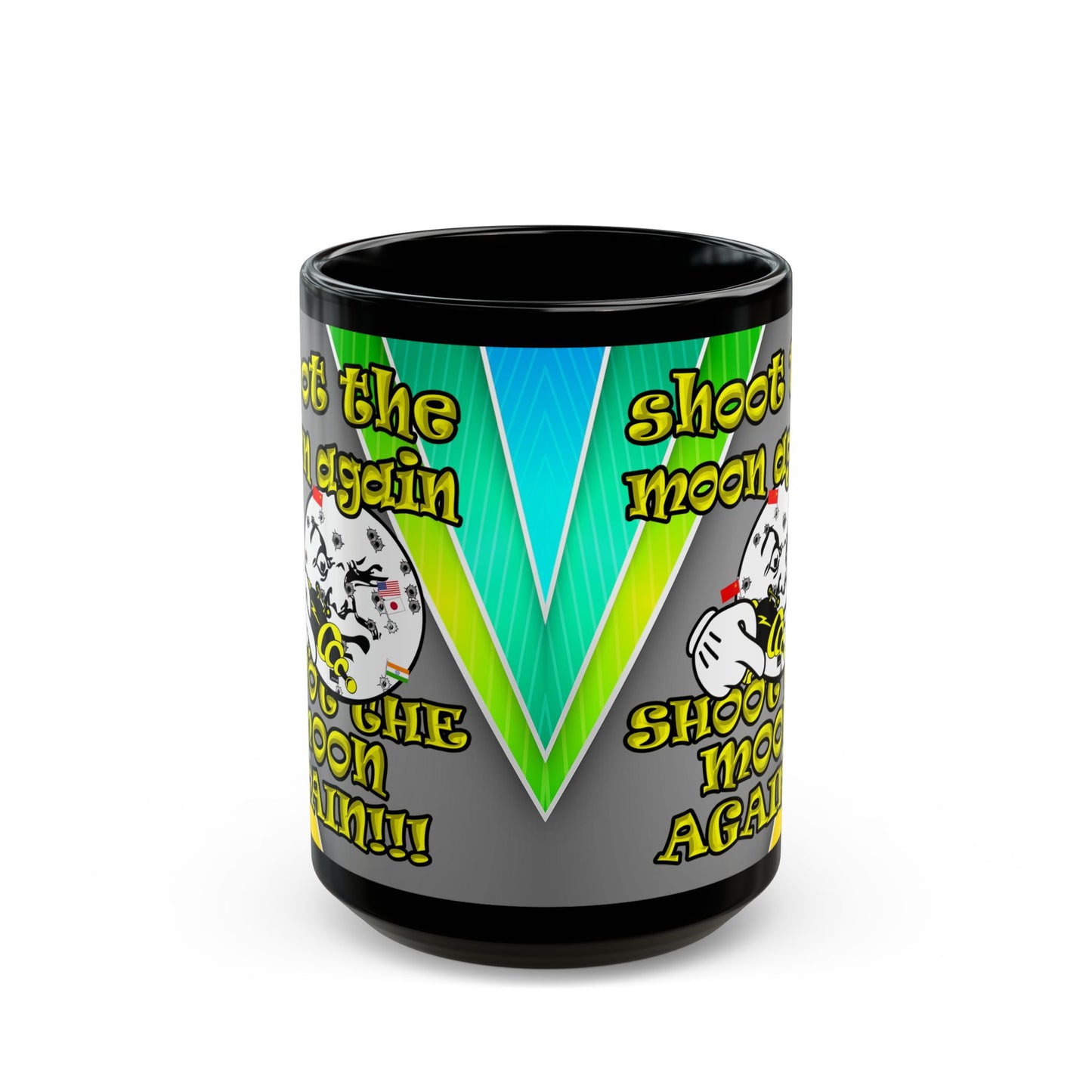 shoot the moon again - Black Mug (rainbow split)