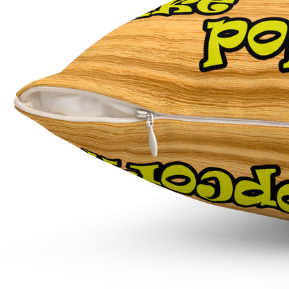 popping like popcorn - Spun Polyester Square Pillow - (butterscotch wood finish)