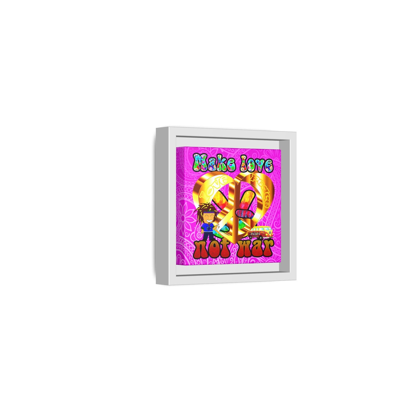 love peace - framed canvas art (pink swirl)