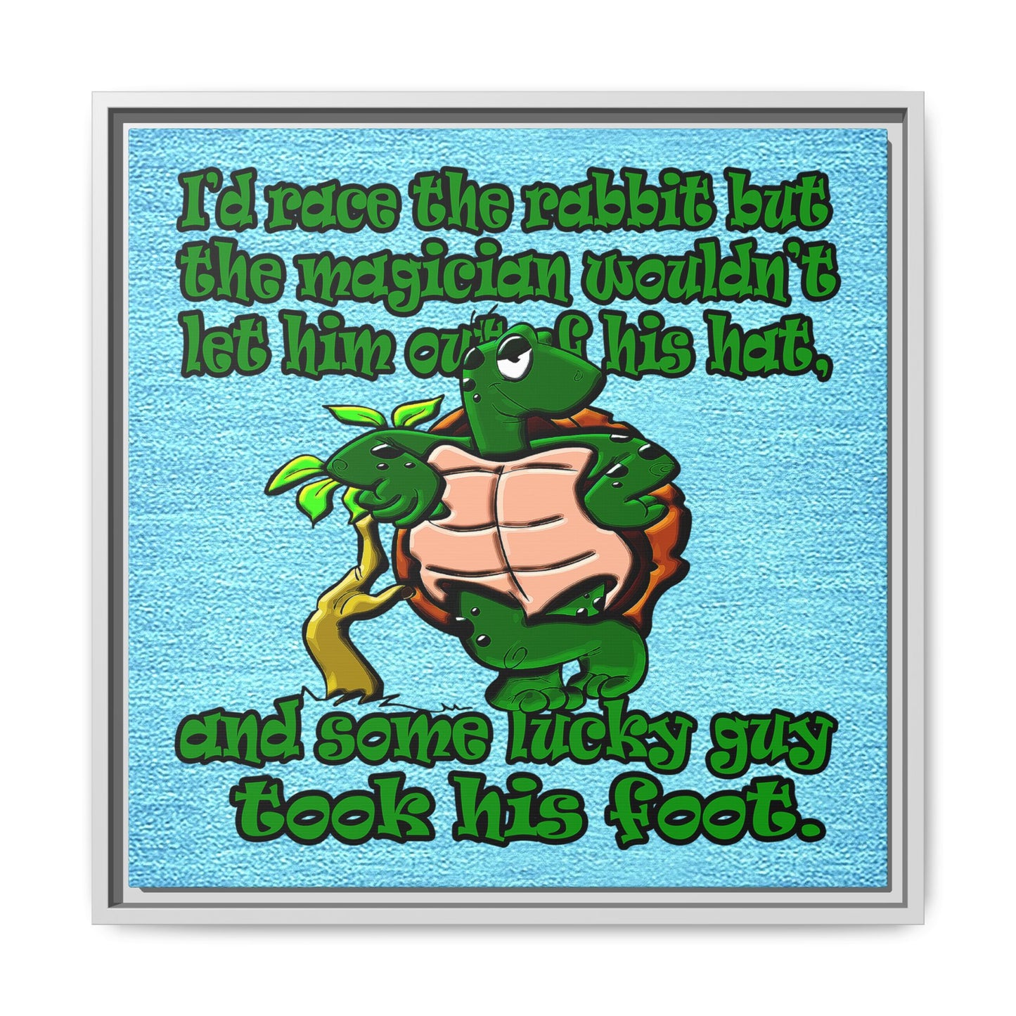 turtle race - framed canvas art (faded blue)