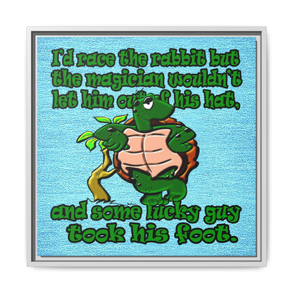 turtle race - framed canvas art (faded blue)