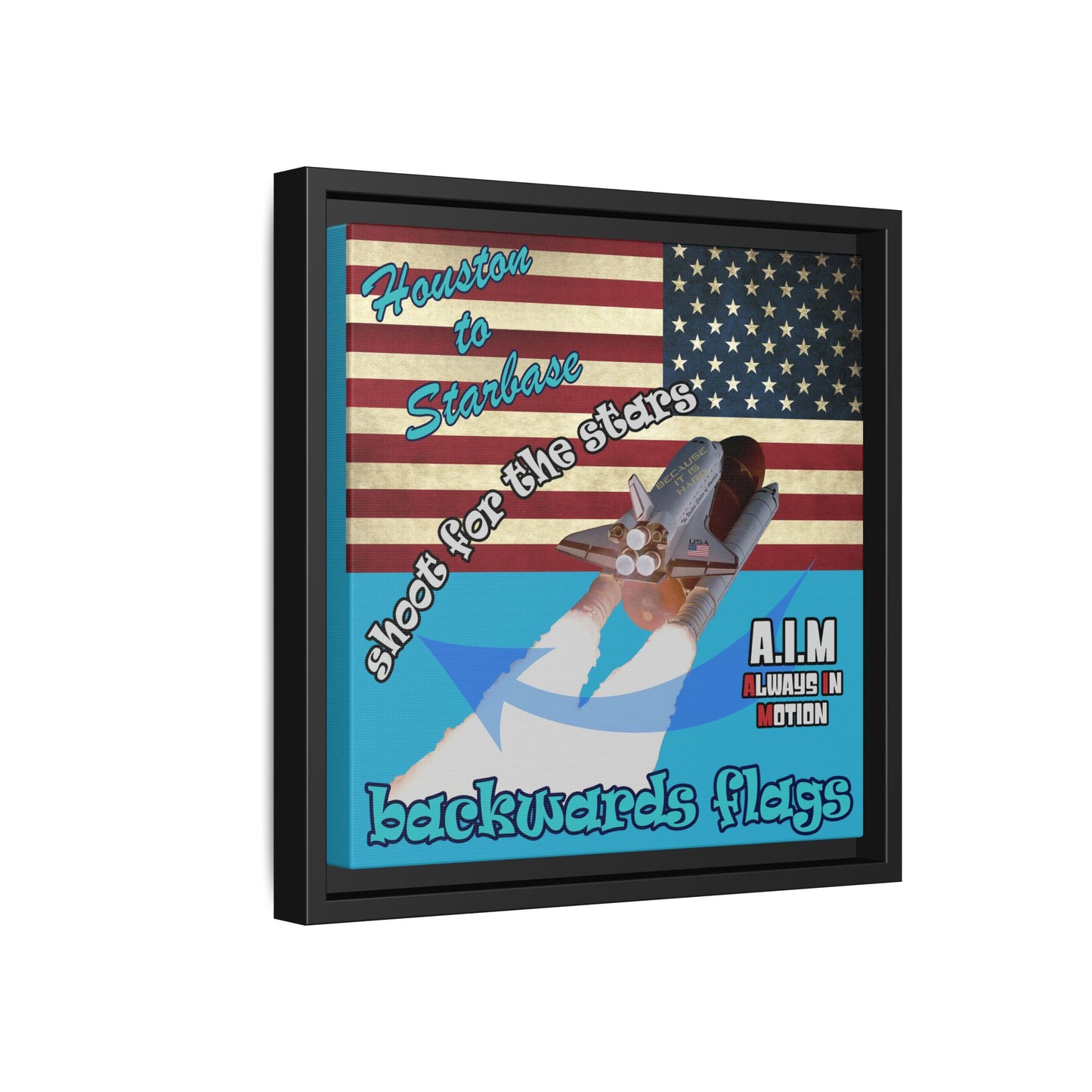 shoot for the stars - framed canvas art (turquoise)