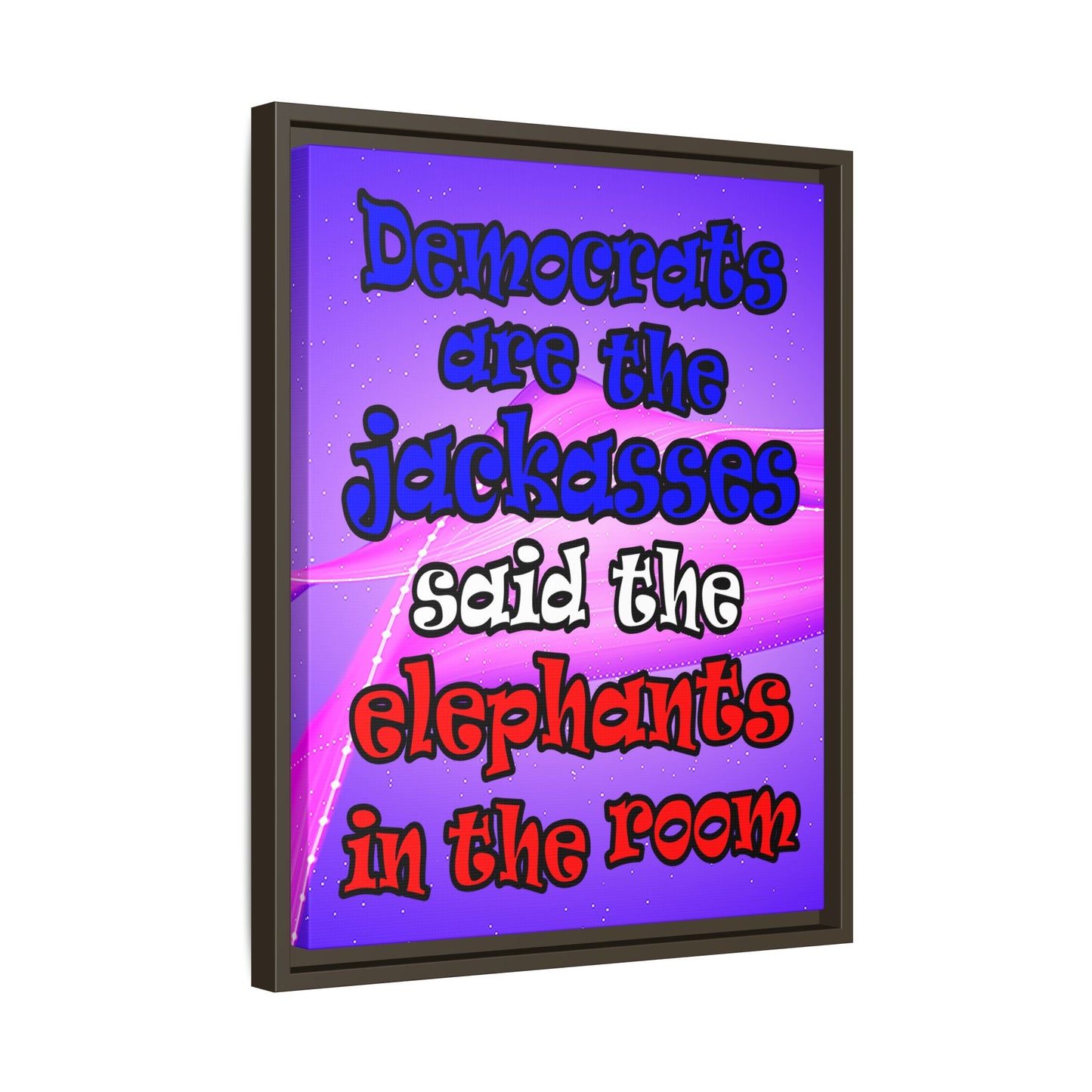 donkeys and elephants - framed canvas art (purple-pink wave)
