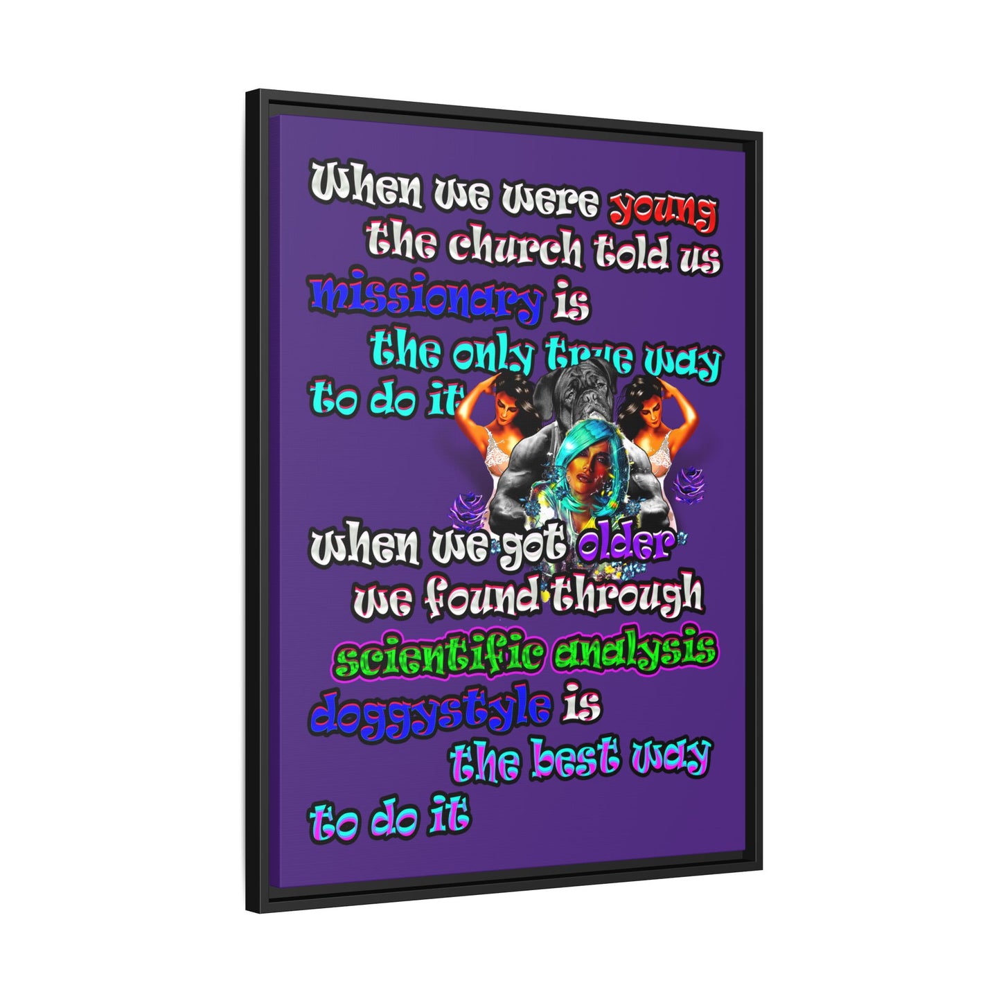 doggystyle - framed canvas art (purple)