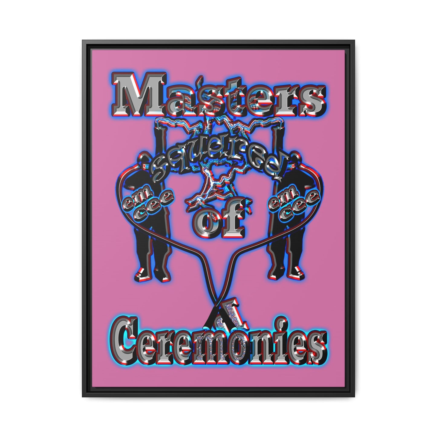 em cee squared - framed canvas art (light pink)