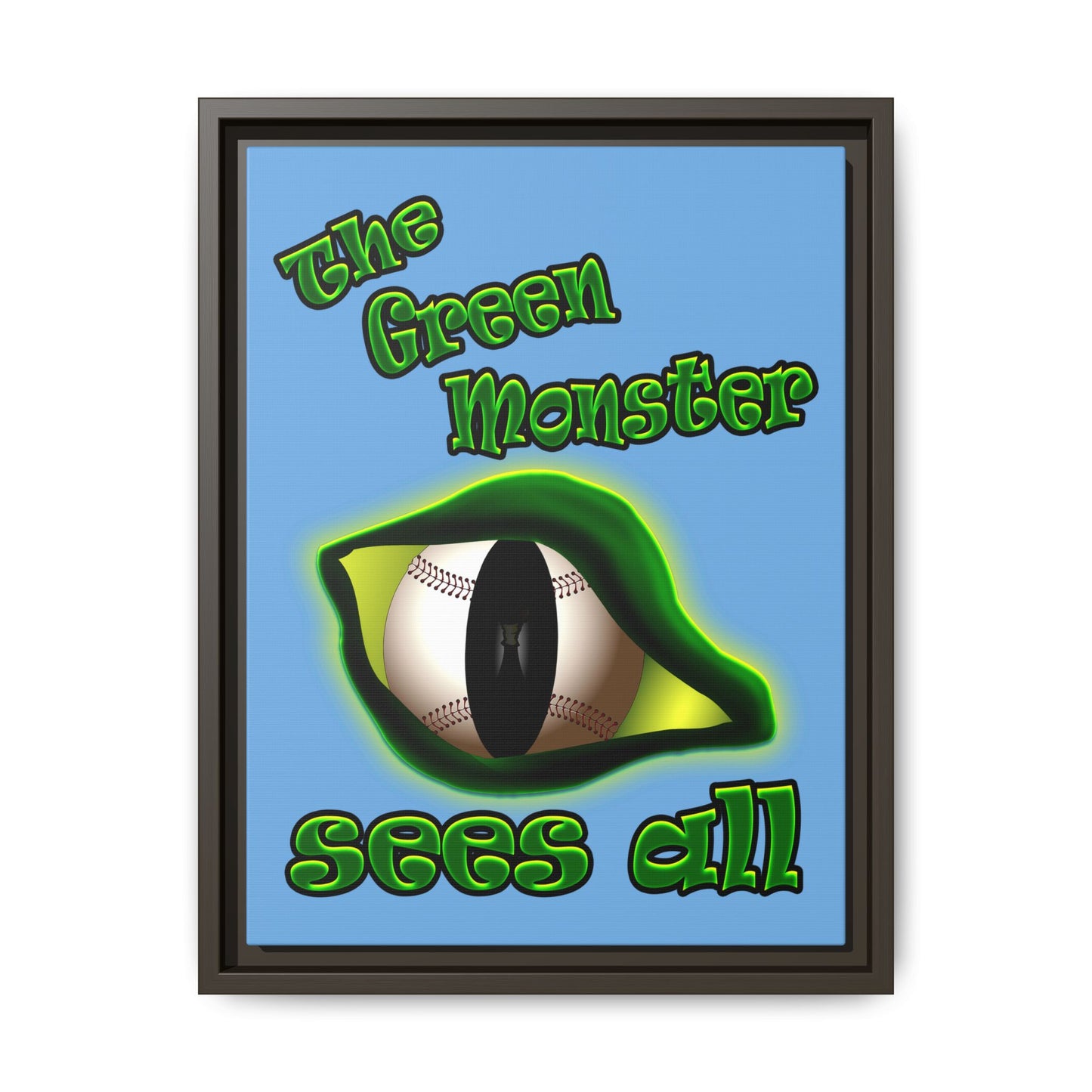 green monster - framed canvas art (light blue)