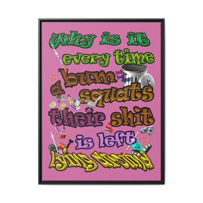 the bum's shit - framed canvas art (light pink)