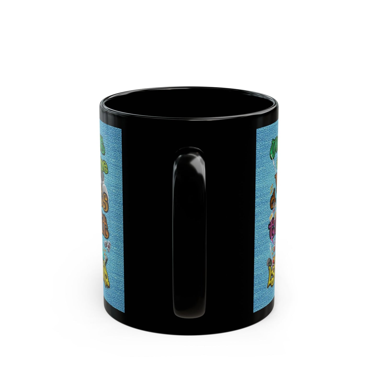 the bum's shit - Black Mug (faded blue)