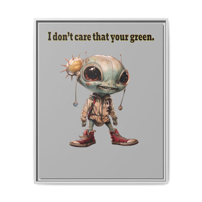 I don't care that your green - framed canvas art (light grey)