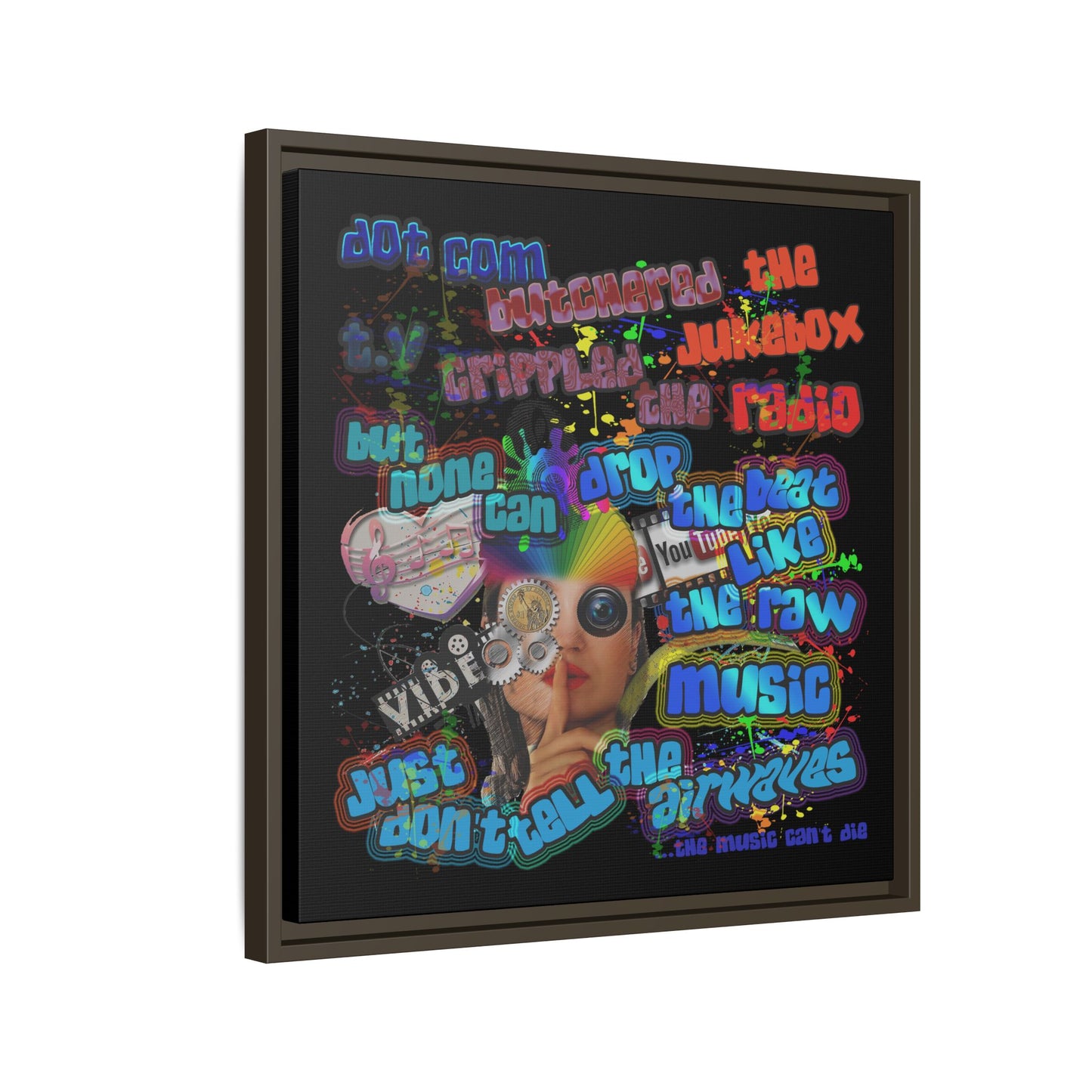 drop the beat - framed canvas art (black)
