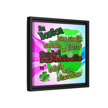 celtics logo - framed canvas art (light blue-pink wave)