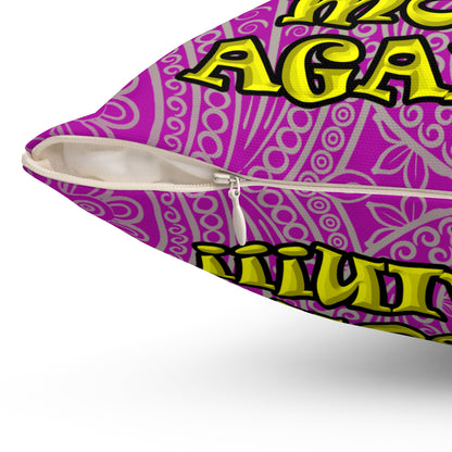 shoot the moon again - Spun Polyester Square Pillow - (pink swirl)
