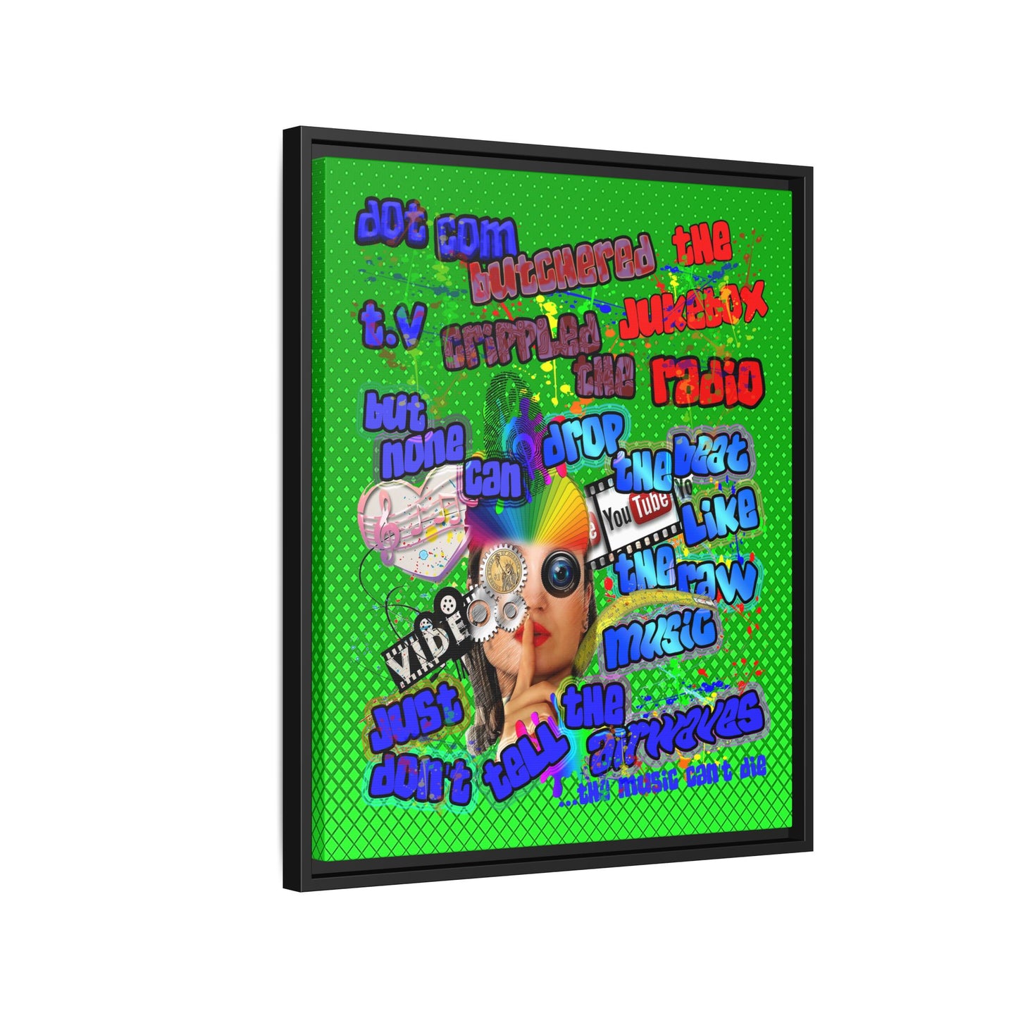 drop the beat - framed canvas art (logo green)