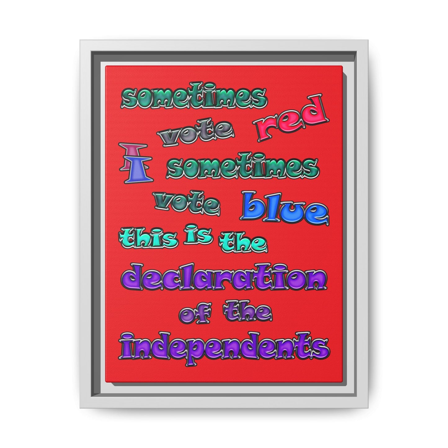 declaration of the independents - framed canvas art (red)