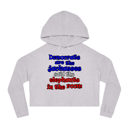 donkeys and elephants - Women’s Cropped Hooded Sweatshirt