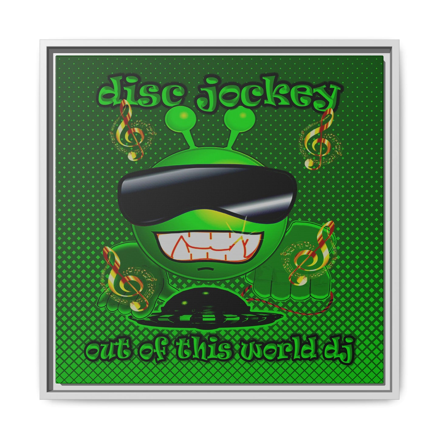 disc jockey - framed canvas art (logo green)