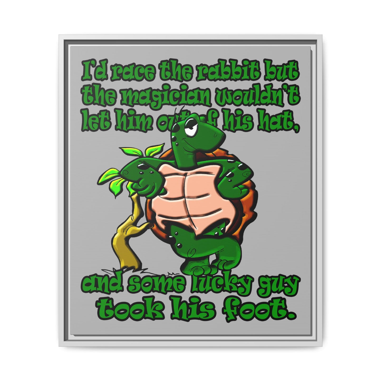 turtle race - framed canvas art (light grey)