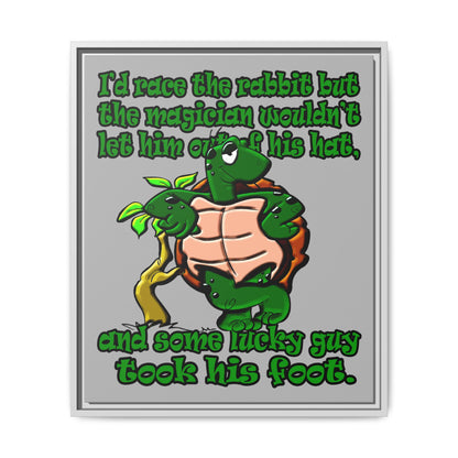 turtle race - framed canvas art (light grey)