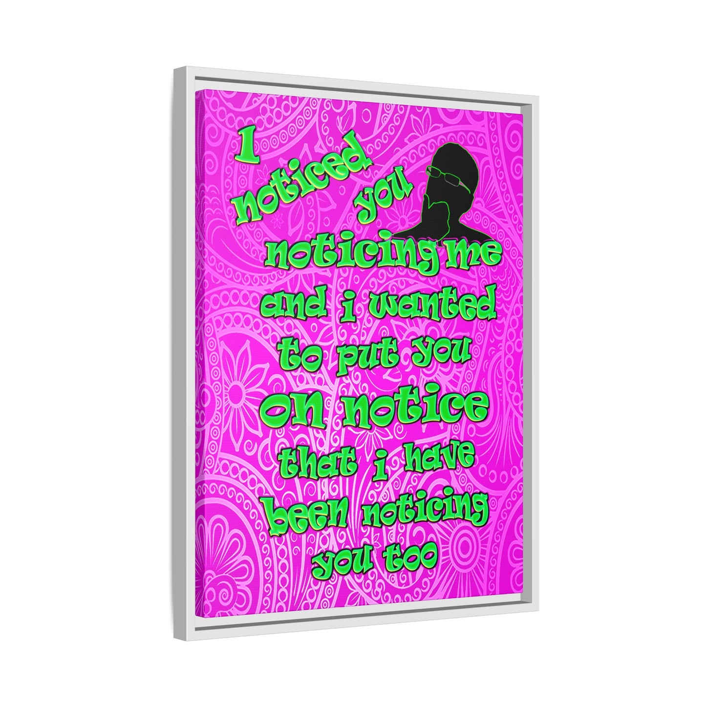noticed you noticing - framed canvas art (pink swirl)