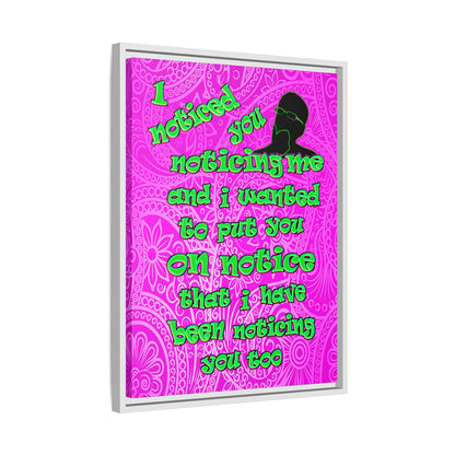noticed you noticing - framed canvas art (pink swirl)