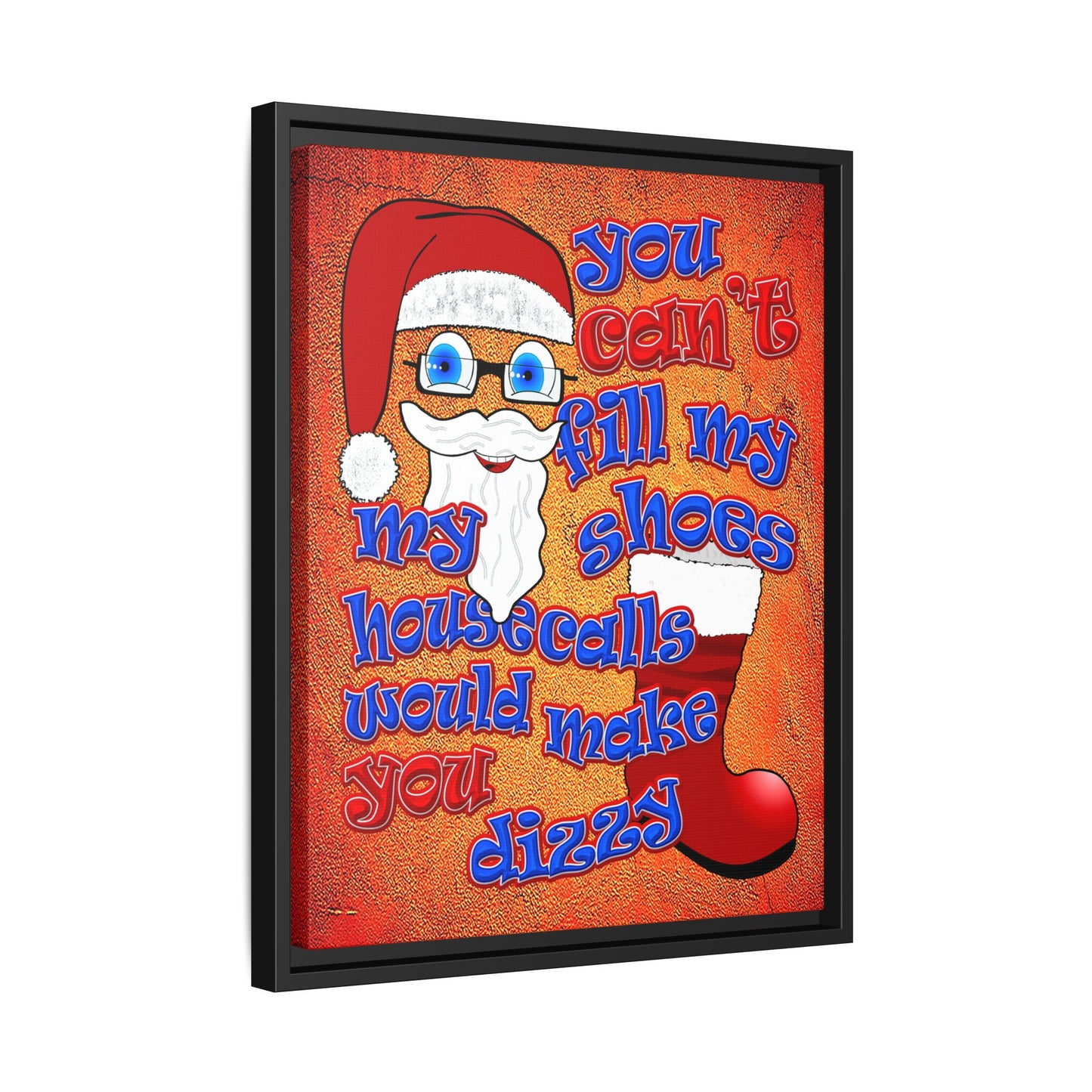 santa's shoes - framed canvas art (burnt orange)