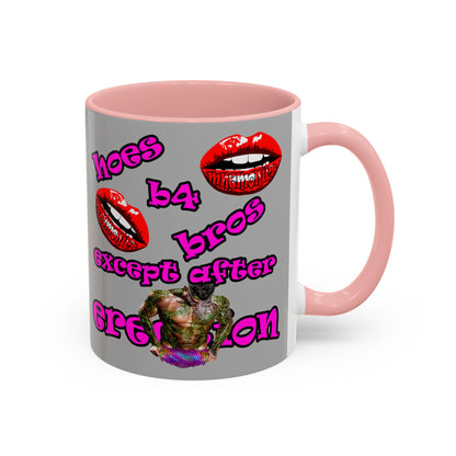 hoes b4 bros - Accent Mug (light grey)