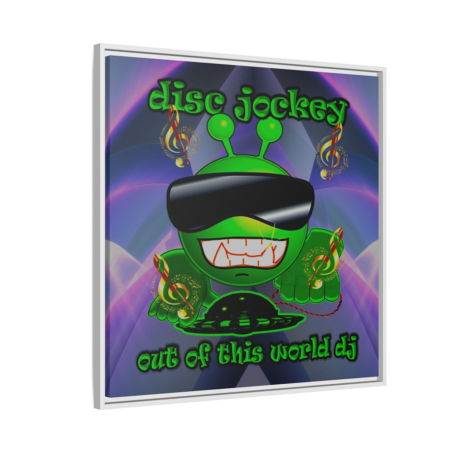 disc jockey - framed canvas art (grey-pink wave)