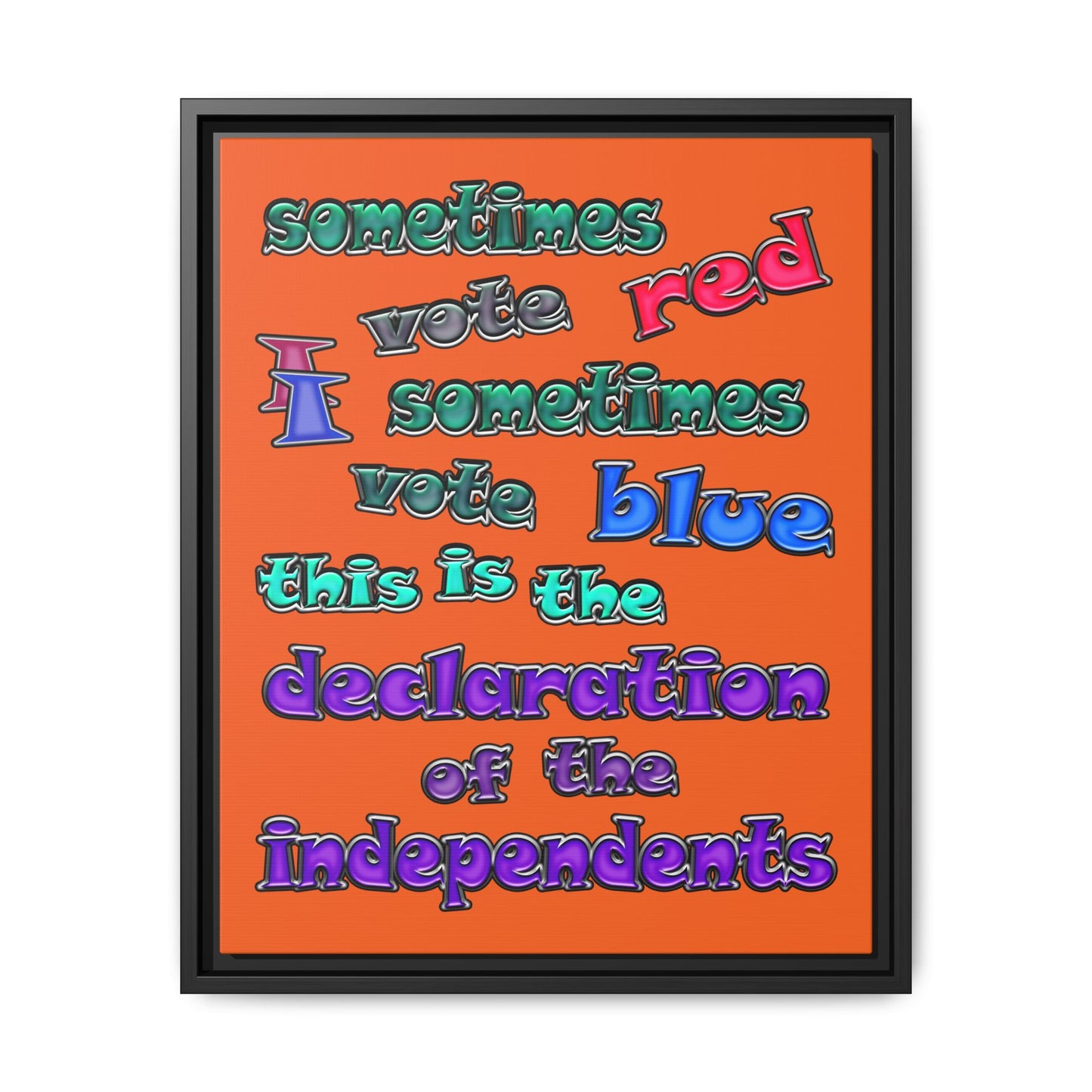 declaration of the independents - framed canvas art (orange)