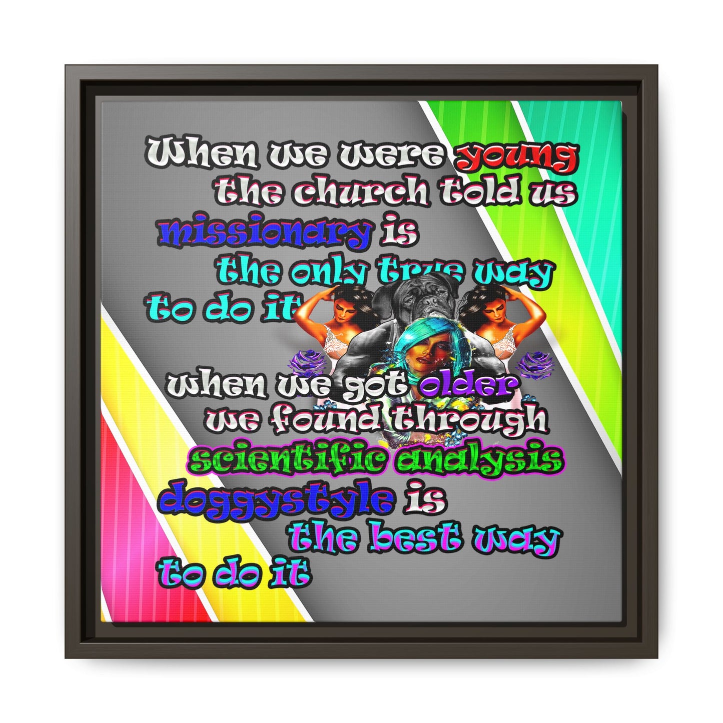 doggystyle - framed canvas art (rainbow split)